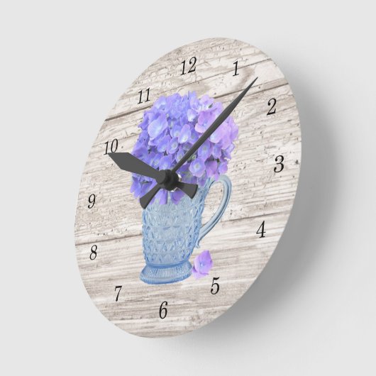 Land Hydrangea Wall Clock Ronde Klok (Hoek)
