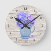 Land Hydrangea Wall Clock Ronde Klok (Voorkant)