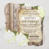 Land Hydrangeas en Rustic Wood Birthday Invite Kaart (Voorkant / Achterkant)
