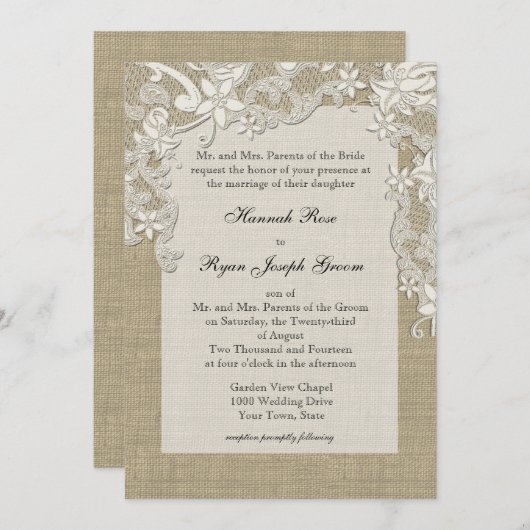  Land Kant Ontwerp en Burlap Kaart (Voorkant / Achterkant)