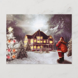 Land Kerst Cabin Vakantie Briefkaart