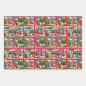 Land Kerst Kinder Paarden Kalf en Schaap Inpakpapier Vel (Voorkant 2)