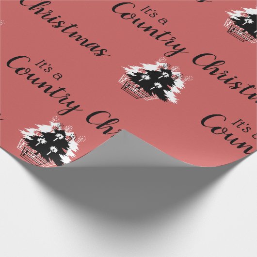  Land Kerst Rood Patroon Cadeaupapier (Hoek)