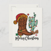 Land Kerst Westerne laars Feestdagenkaart (Voorkant / Achterkant)