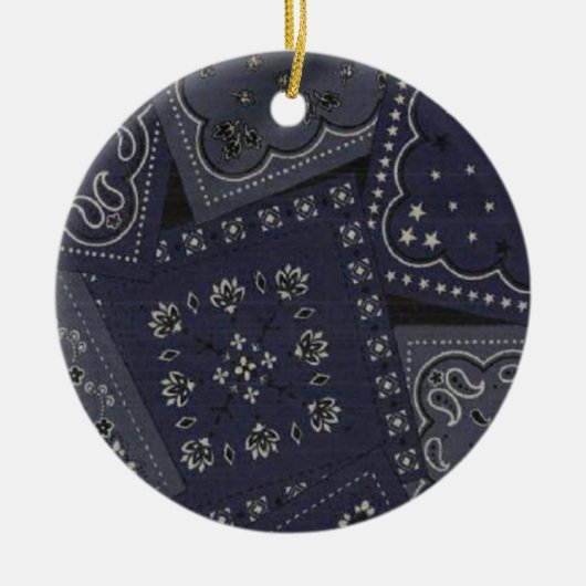 Land Kerstblauw Bandana Keramisch Ornament (Voorkant)