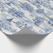  land kerstblauw cadeaupapier (Hoek)