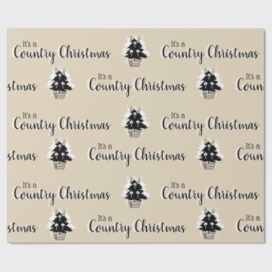 Land Kerstbomen Beige Rustiek Cadeaupapier (Vlak)