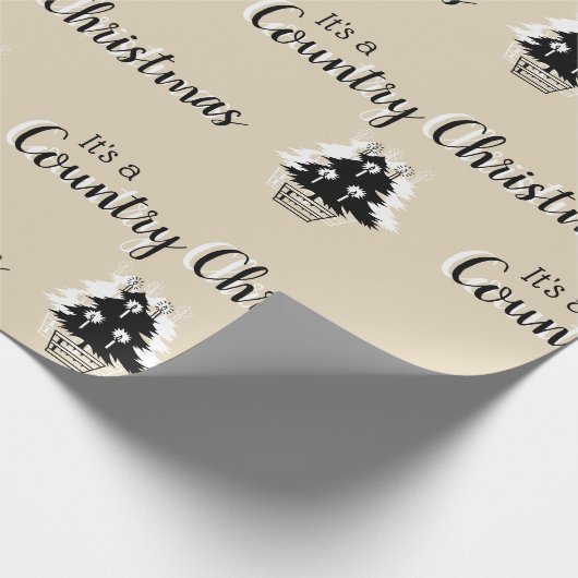 Land Kerstbomen Beige Rustiek Cadeaupapier (Hoek)