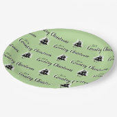  land kerstbomen patroon groen papieren bordje (Gekanteld)