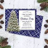 Land Kerstboom Blauw Plaid Kerstfeest Kaart