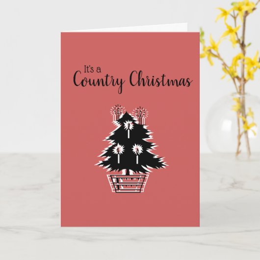 Land Kerstboom Rood Rustiek  Kaart (Gele Bloem)