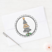 Land Kerstbuffel geruite rustieke klassieker Ro Ronde Sticker (Envelop)