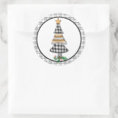 Land Kerstbuffel geruite rustieke klassieker Ro Ronde Sticker (Tas)