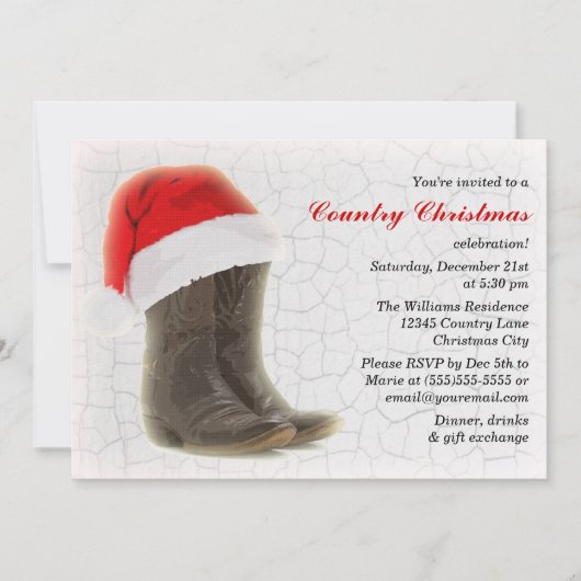 Land Kerstfeest Noite Cowboy Boots Kaart (Voorkant)