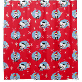 Land Kerstmis Koeien met Santa Hat Douchegordijn