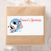 Land Kerstmis Koeien met Santa Hats Sjabloon Etiket (Insitu)