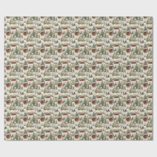  land kerstscène cadeaupapier (Vlak)