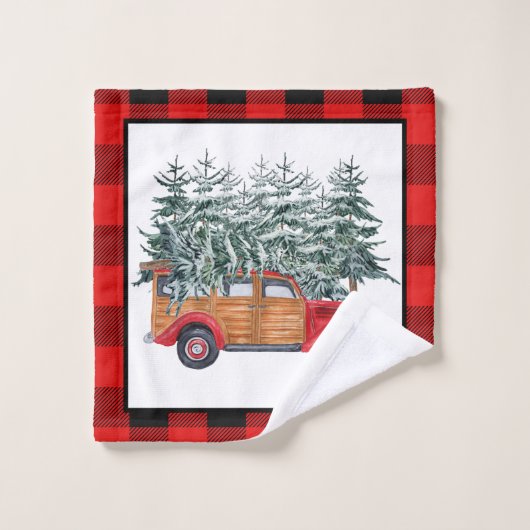 Land Kersttruck Vakantie Bad Handdoek (Wasdoekje)
