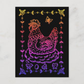 LAND KIP, EI, CHICK & FOLK ART GRENS BRIEFKAART (Voorkant)
