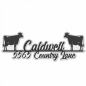 Land Koe Gepersonaliseerde Mailbox Adres Sticker (Voorkant)