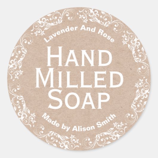 Land Kraft En Kant Zeep Kaars Soja Smelt Labels (Voorkant)