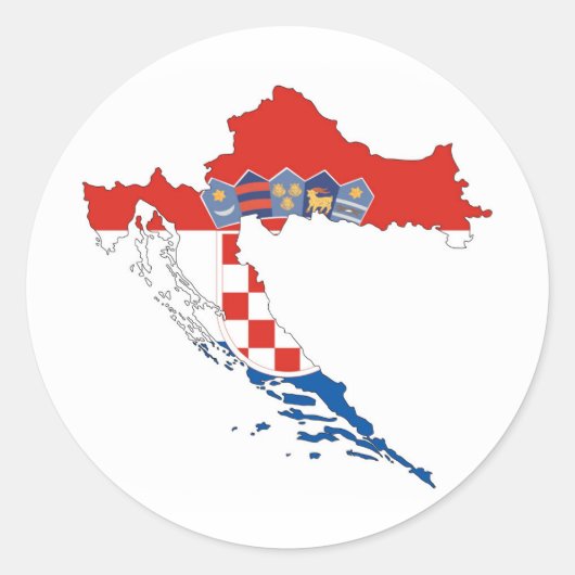 land kroatië - vlag plattegrond silhouet ronde sticker (Voorkant)