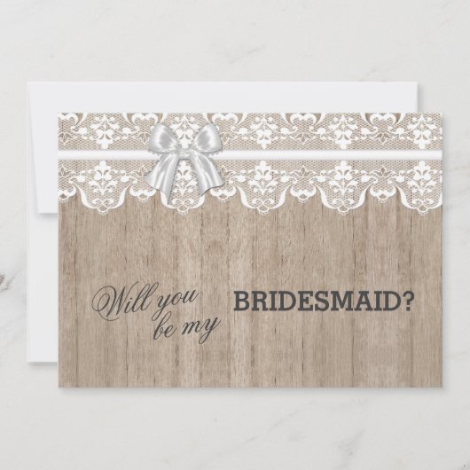 Land Lace Barn Wood zal mijn BRIDESMAID zijn Kaart (Voorkant)