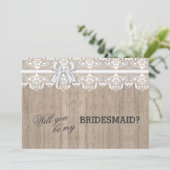 Land Lace Barn Wood zal mijn BRIDESMAID zijn Kaart (Staand voorkant)