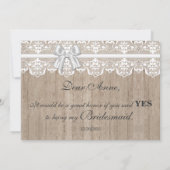 Land Lace Barn Wood zal mijn BRIDESMAID zijn Kaart (Achterkant)