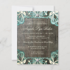 Land Lace Wood Rustisch Baby shower Uitnodigen Kaart