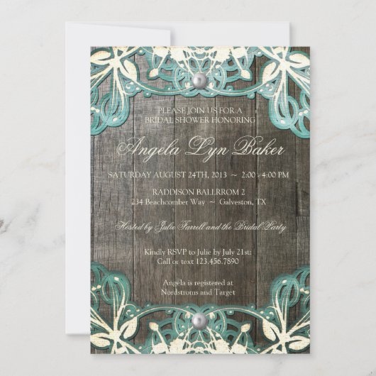 Land Lace Wood Rustisch Vrijgezellenfeest Uitnodig Kaart (Voorkant)