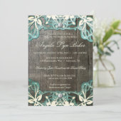 Land Lace Wood Rustisch Vrijgezellenfeest Uitnodig Kaart (Staand voorkant)