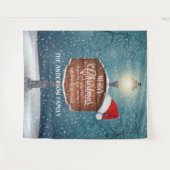 Land lantaarnpaal nacht licht Kerstmuts sneeuw Wandkleed (Voorkant (horizontaal))