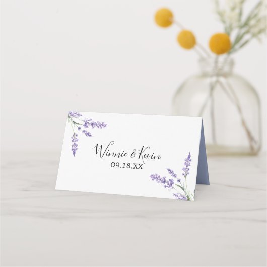 Land Lavendel Bruiloft Plaatskaartje (Achterkant)
