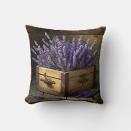 Land Lavendel in een houten doos Kussen