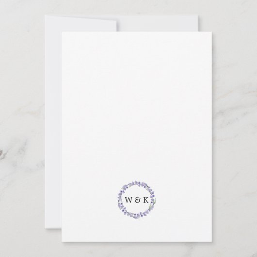 Land Lavendel krans bruiloft Kaart (Achterkant)