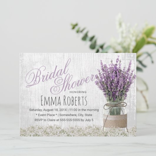 Land Lavender Floral Mason Jar Vrijgezellenfeest Kaart (Staand voorkant)