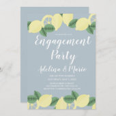 Land Lemon Boho Blush Blue Engagement Party Kaart (Voorkant / Achterkant)