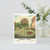 Land Leven "Typische Koeien"  lithografie Briefkaart (Staand voorkant)