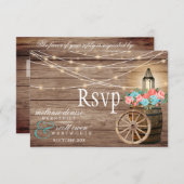 Land Licht Blauwgroen en Koraal - Houtsvat RSVP Kaartje (Voorkant / Achterkant)