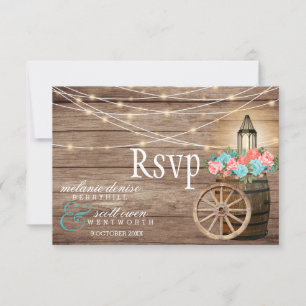 Land Licht Blauwgroen en Koraal - Houtsvat RSVP Kaartje