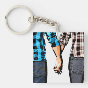 Land Love Couple Holding Hands Sleutelhanger