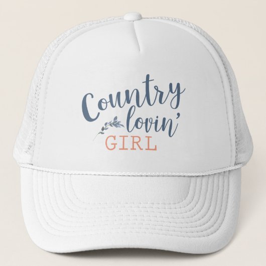 Land Lovin' Blue en Peach Country Girl Trucker Pet (Voorkant)