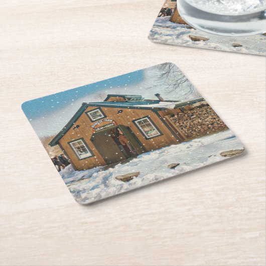 Land Maple Sugar House Kartonnen Onderzetters (Schuin)