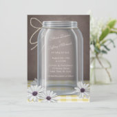 Land Mason Jar Daisy Geel Bruin Bruiloft Kaart (Staand voorkant)