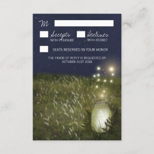 Land Mason Jar + Firefly Wedding RSVP-kaarten RSVP Kaartje