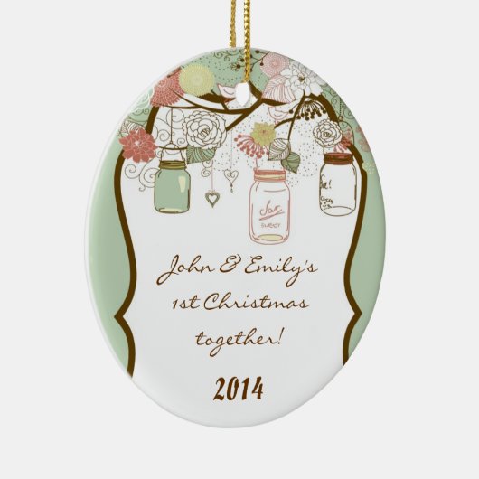 Land Mason Jar Gepersonaliseerde naam Ornament (Rechts)