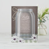 Land Mason Jar Green Gingham Baby shower Kaart (Staand voorkant)