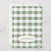 Land Mason Jar Green Gingham Baby shower Kaart (Achterkant)