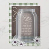 Land Mason Jar Green Gingham Baby shower Kaart (Voorkant / Achterkant)